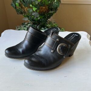 Born B.O.C Pebble Black Genuine Leather Women's Heel Slip On Mules Size 9